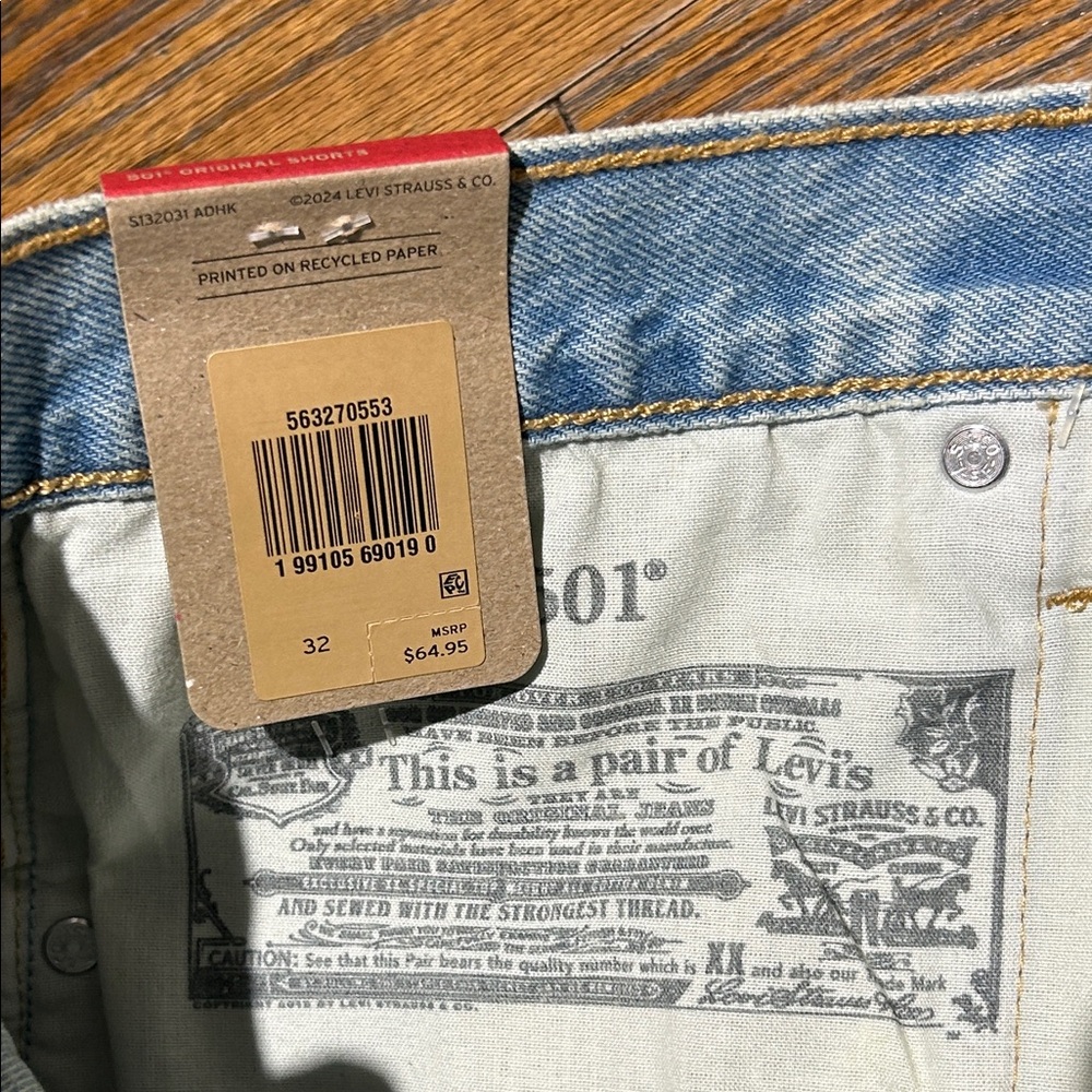 Levi's Light Blue Distressed 501 Jean Shorts - Picture 5 of 7